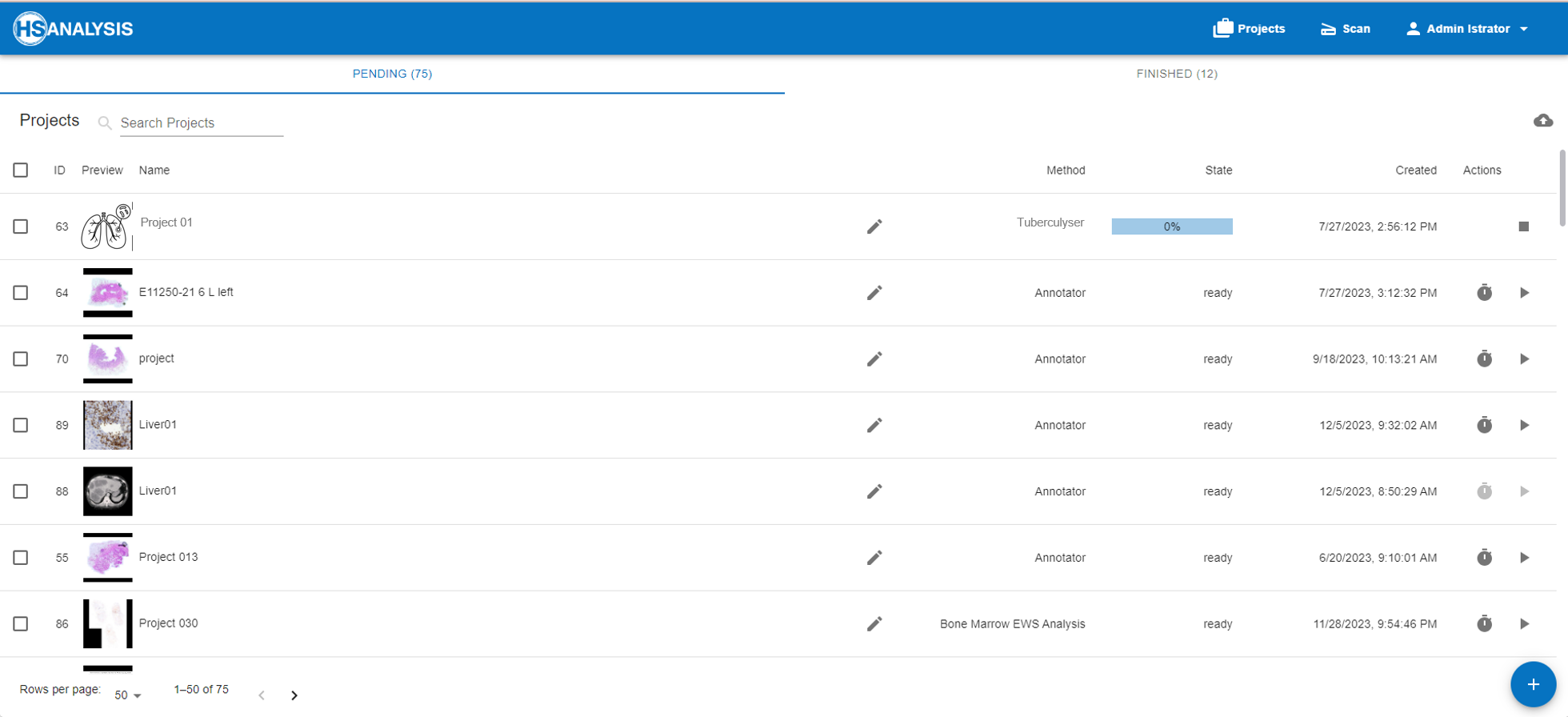 Once a project is created, the files go through a pre-processing step